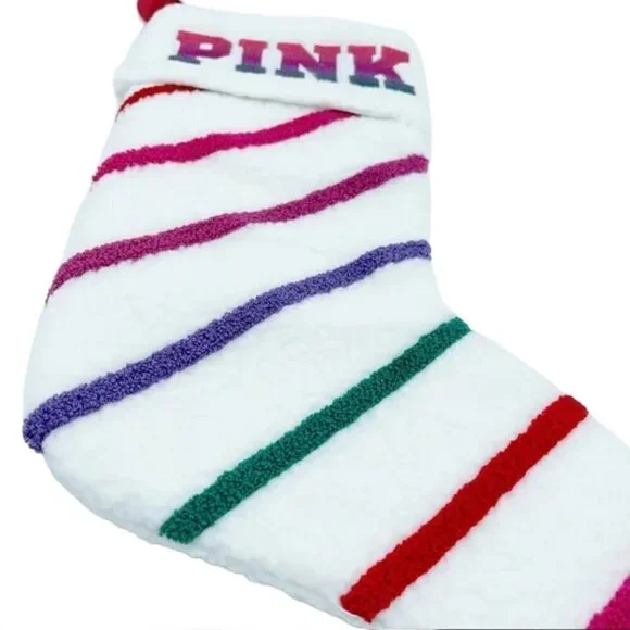 pink Limited Edition Sherpa Striped Christmas Stocking - Picture 4 of 9